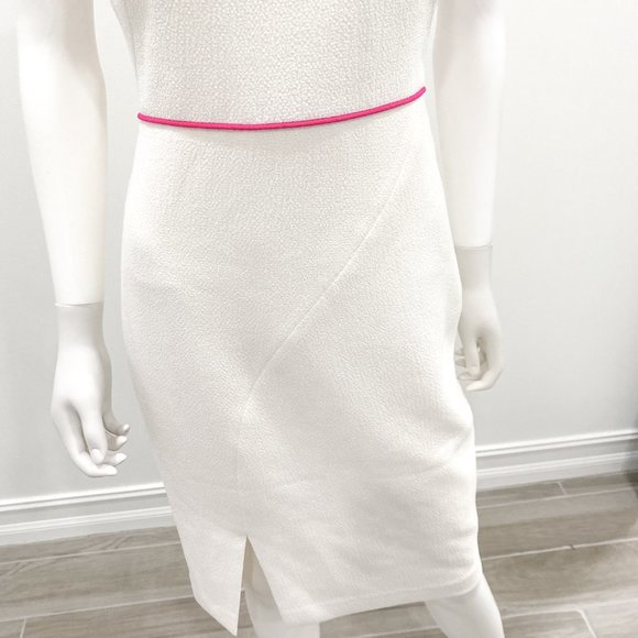 Black Halo Puma Sleeveless Sheath Dress Pebble Crepe White Sugar/Pink Size 8 - Picture 8 of 16